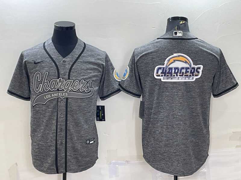 Men's Los Angeles Chargers Grey Gridiron Team Big Logo Cool Base Stitched Baseball Jersey,We sell and wholesale Men's Los Angeles Chargers Grey Gridiron Team Big Logo Cool Base Stitched Baseball Jersey on line form chian!